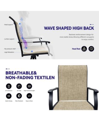 2-Piece Outdoor Swivel Dining Chairs, 360° Rotating with Ergonomic Armrests, Textilene All-Weather Patio Chairs