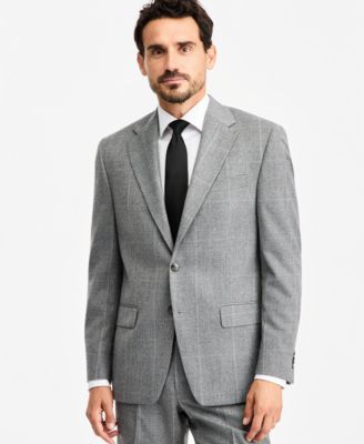 Men's Classic-Fit Wool-Blend Stretch Plaid Suit Separate Jacket