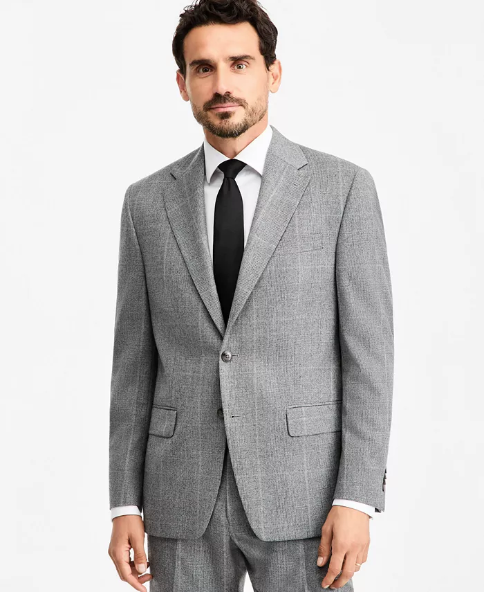 Men's Classic-Fit Wool-Blend Stretch Plaid Suit Separate Jacket - thumbnail 6