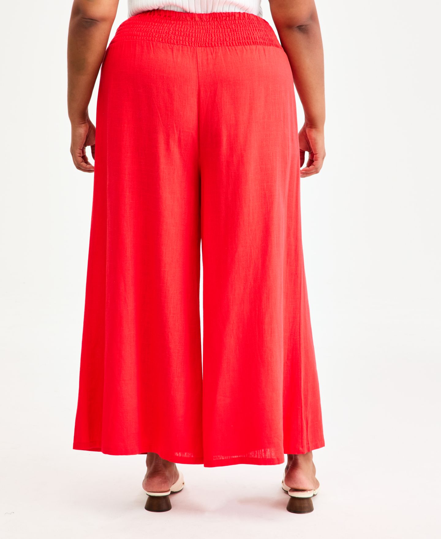 Женские брюки Vince Camuto Plus Size Cropped Wide-Leg, цвет: Красный — фото 4