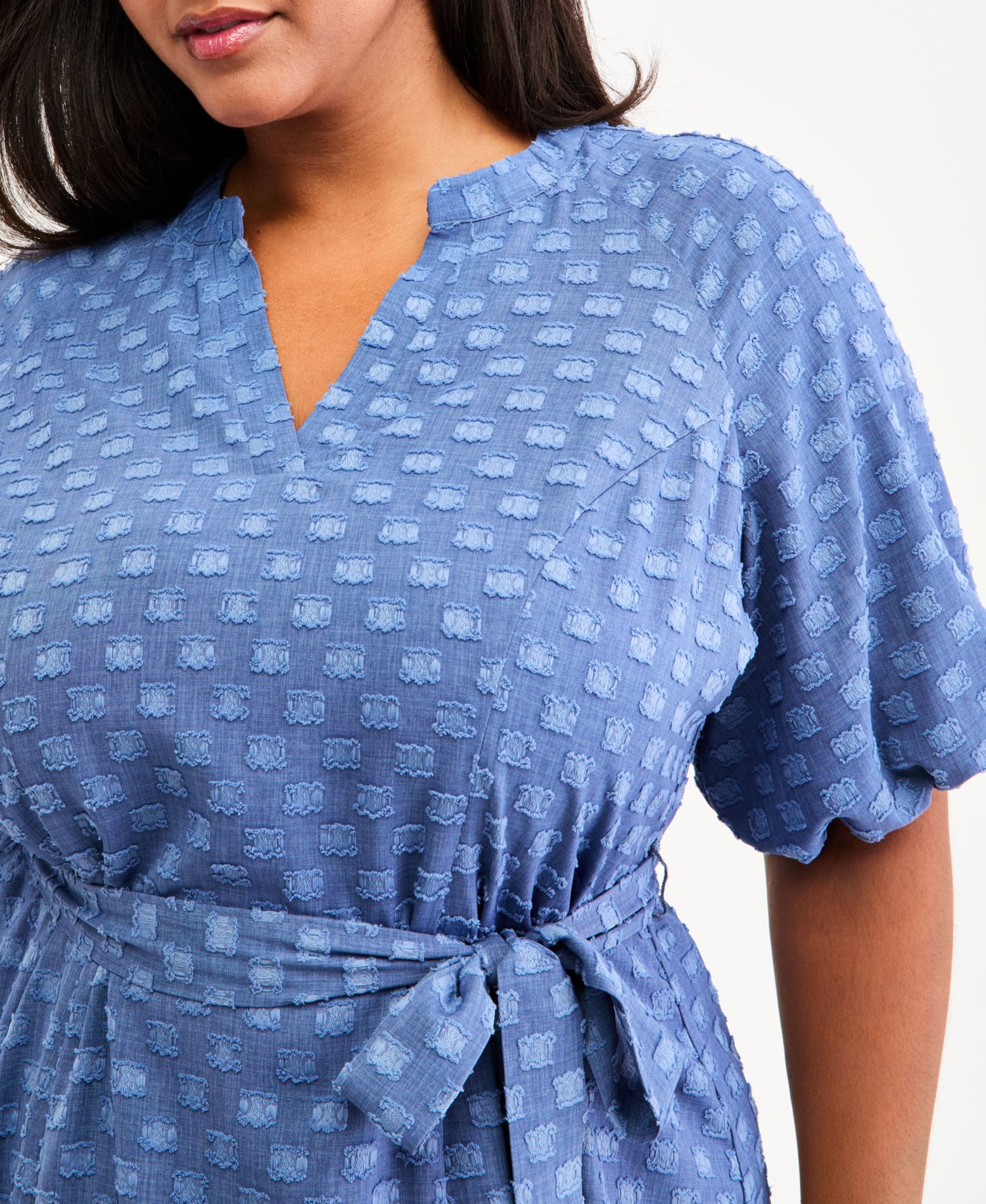 Plus Size Puff-Sleeve Midi Dress