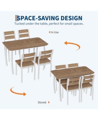 5-Piece Modern Wooden Dining Table Set with 4 Wooden Seat Chairs