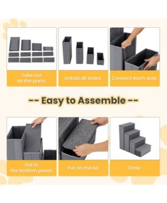 4-Step Dog Stairs w/Adjustable Steps for High Beds Sofas for Small and Medium Dogs