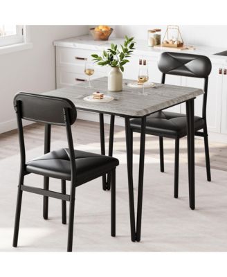 3-Piece Dining Table Set with 2 Upholstered Chairs