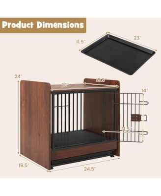 Dog Cage Furniture w/Removable Tray and Lockable Door Adjustable Foot Pads
