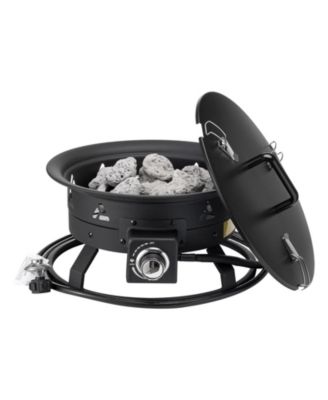 19-Inch Propane Fire Pit with Cover and Lava Rocks, 58,000 BTU, Adjustable Flame