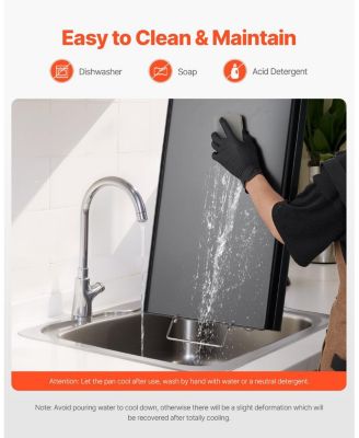 32 x 14 Inch Carbon Steel Griddle Plate for Gas Grill with Handles