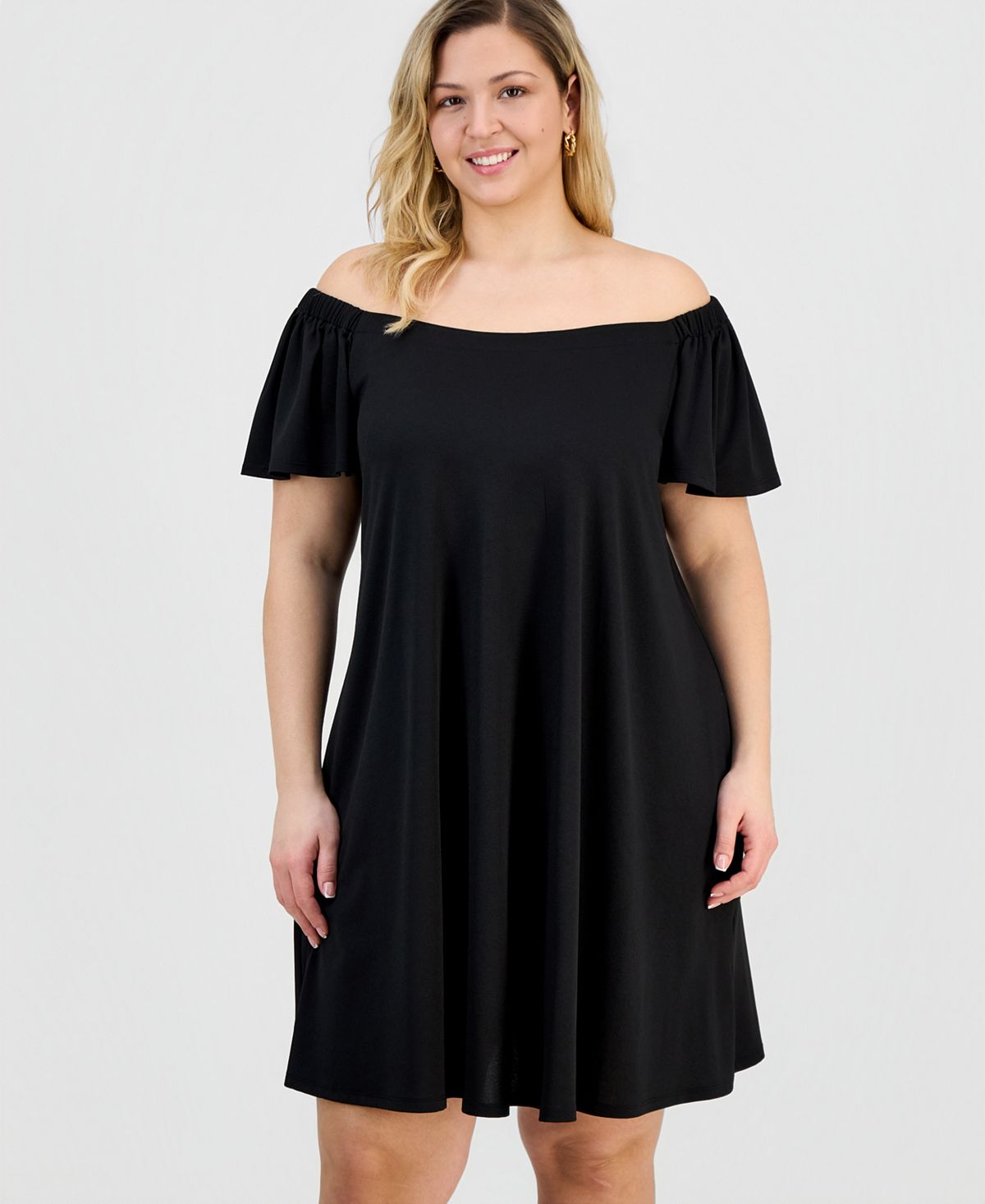 Robbie Bee Plus Size Off-The-Shoulder Crepe Shift Dress view 2 — MAYCSS fashion products