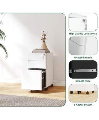 3-Drawer Metal File Cabinet with Lock on Wheels, Rolling Filing Cabinets for Home Office Organizer, Fit Legal/Letter/A4 Size