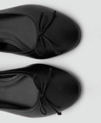 Women's Bow Leather Ballet Flats