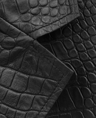 Women's Leather Crocodile-Effect Coat