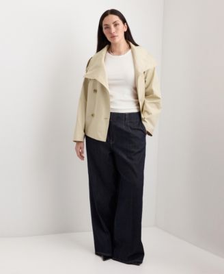 Women's Funnel-Neck Cropped Trench Coat