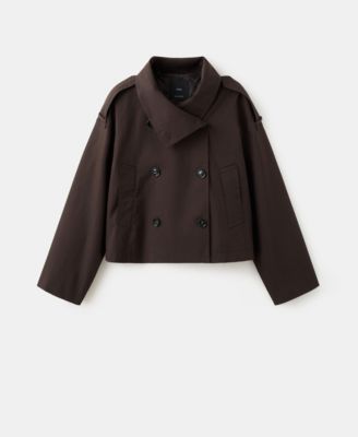 Women's Funnel-Neck Cropped Trench Coat