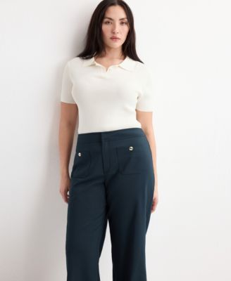Women's Jewel Buttons Straight Pants