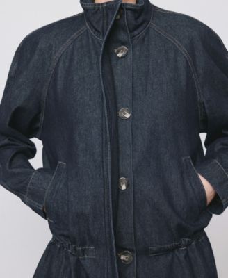 Women's Gathered-Waist Denim Parka
