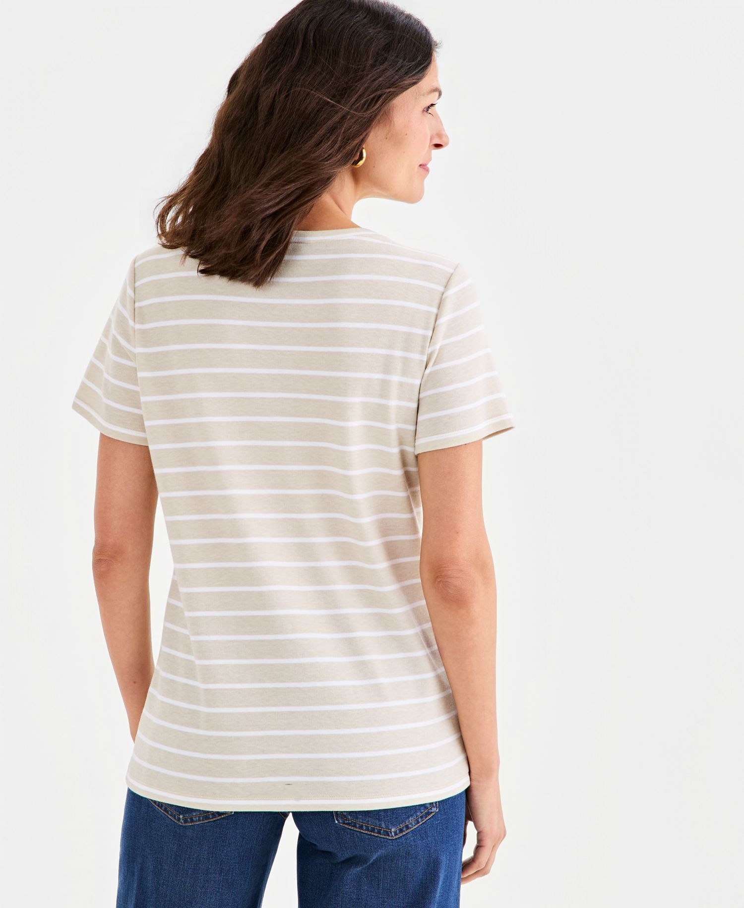 Petite Henley Neck Clover Stripe Top