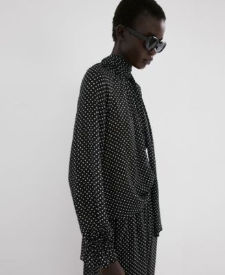 Women's Polka-Dot High-Neck Blouse