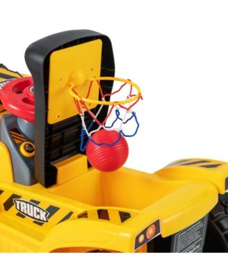 6V Kids Ride On Excavator Fun Digger with Folding Basketball Hoop