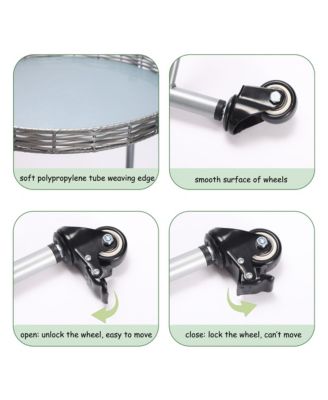 Coffee Table with Wheels, 2-Tier Movable Side Tables, Round Detachable Nightstand for Living Room, Bedroom and Outdoor Terrace