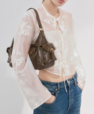 Women's Floral Embroidery Lyocell Blouse