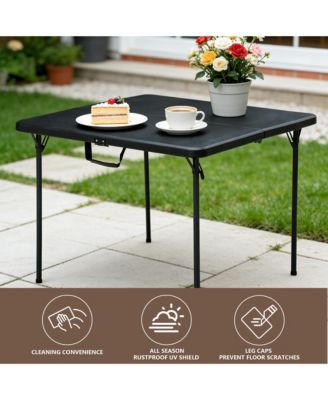 36 Inch Blow Molded Folding Table Compact Portable Fold Card Tables Desk Lightweight Design with Non for Home Patio Balcony RV