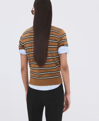 Women's Striped Polo-Neck Sweater