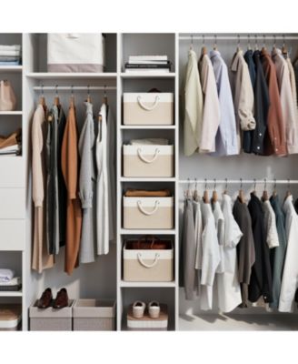 4 Pack Fabric Storage Basket Set with Rope Handles Metal Frame and Hard Bottom Base