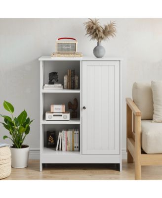 Bathroom Cabinet - Freestanding Storage Cabinet with 1 Cabinet, 3 Open Compartments for Bathroom, Living Room