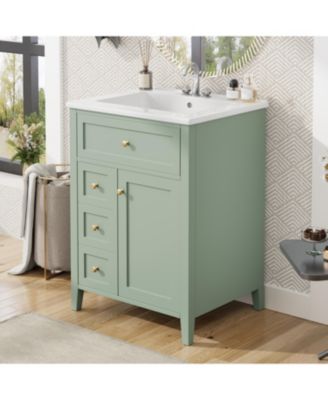 Modern Bathroom Vanity with Sink 3 Drawers Adjustable Shelf Cabinet