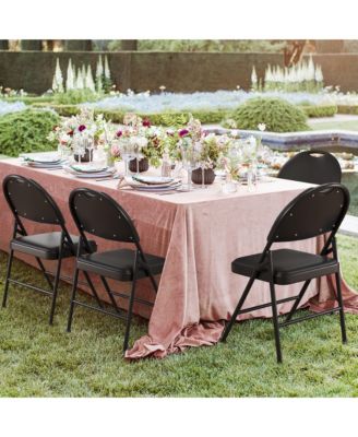 Folding Chairs, Pu Leather Upholstered Foldable Chairs Set, Soft Cushioned Chairs with Metal Frame