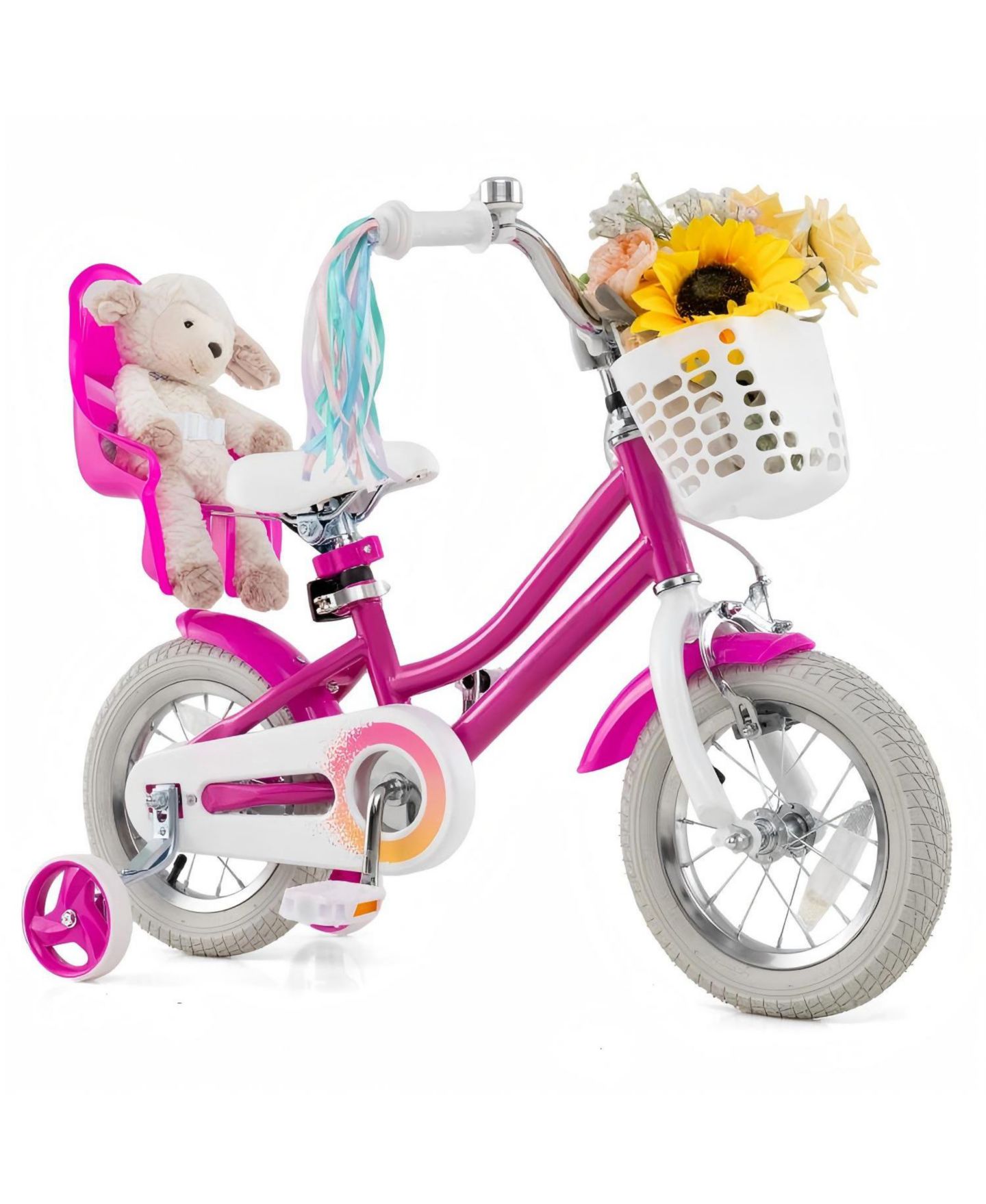 Детская игрушка HONGGE 12-Inch Kids Bike with Removable Training Wheels and Dual Brakes, Ages 3-8, цвет: Розовый — фото 1