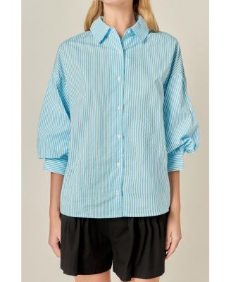 Women's Striped Button Down Shirt