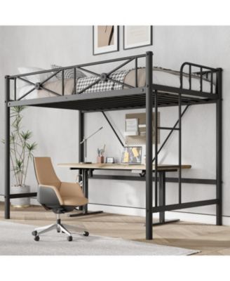 Loft Bed Frame, Heavy Duty Metal with 400 Lbs Weight Capacity, Space-Saving & Noise-Free Design, Industrial Loft Bed