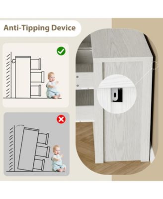 Rustic Farmhouse 7 Dresser for Bedroom,Wooden Drawer Dresser,Handle-Free Storage Cabinet with Drawers for Bedroom