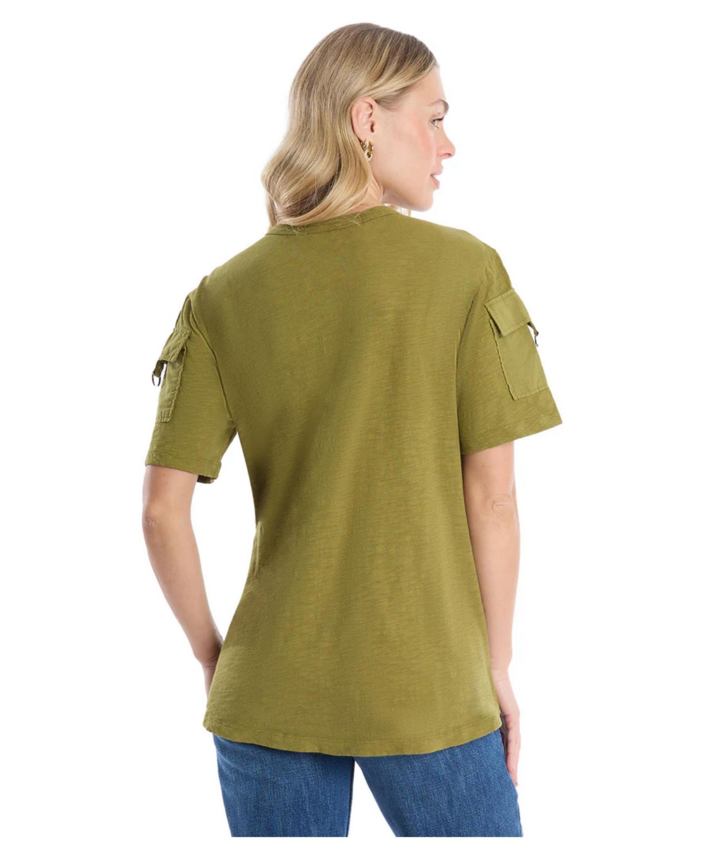 Женская футболка WILT Round Neck Hi-Lo, цвет: Мох — фото 2