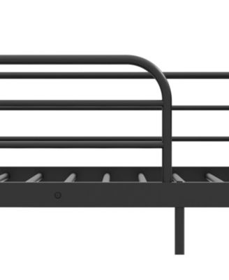 Twin Over Twin Metal Bunk Bed with Trundle, Ladder & Full Length Guardrails