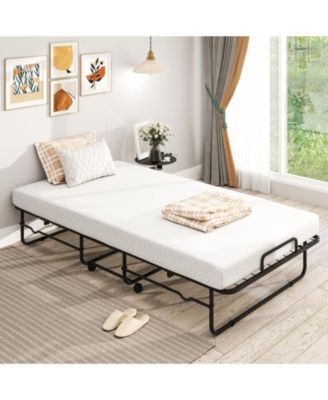 Twin Size Folding Bed with Memory Foam Mattress and Heavy-duty Metal Frame