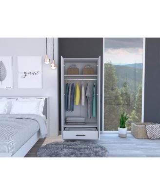 180 Beery Armoire Bedroom Storage Organizer 71 Inch High with Hanging Rod and Drawer