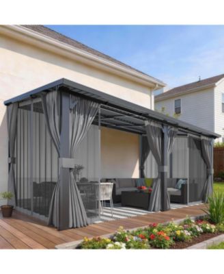 Outdoor Hardtop Metal Gazebo with Curtain and Netting