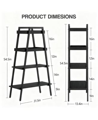 Ladder Shelf 4 Tier Wood Metal Frame Bookshelf Display Plant Stand Storage