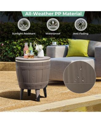 10 Gallon Cooler Bar Table w/ Telescopic Tabletop 3-in-1 Coffee Table Ice Bucket