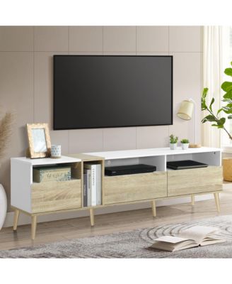 Modern 80" TV Stand cabinet with 3 Drawers & Open Shelves