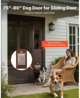 Sliding Glass Dog Door Adjustable Height 75 7/8" to 80 11/16" with 10 1/4" x 16 1/4" Flap