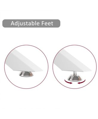 Rectangular Clear Tempered Glass Coffee Table with Adjustable Feet and Metal Legs for Living Room