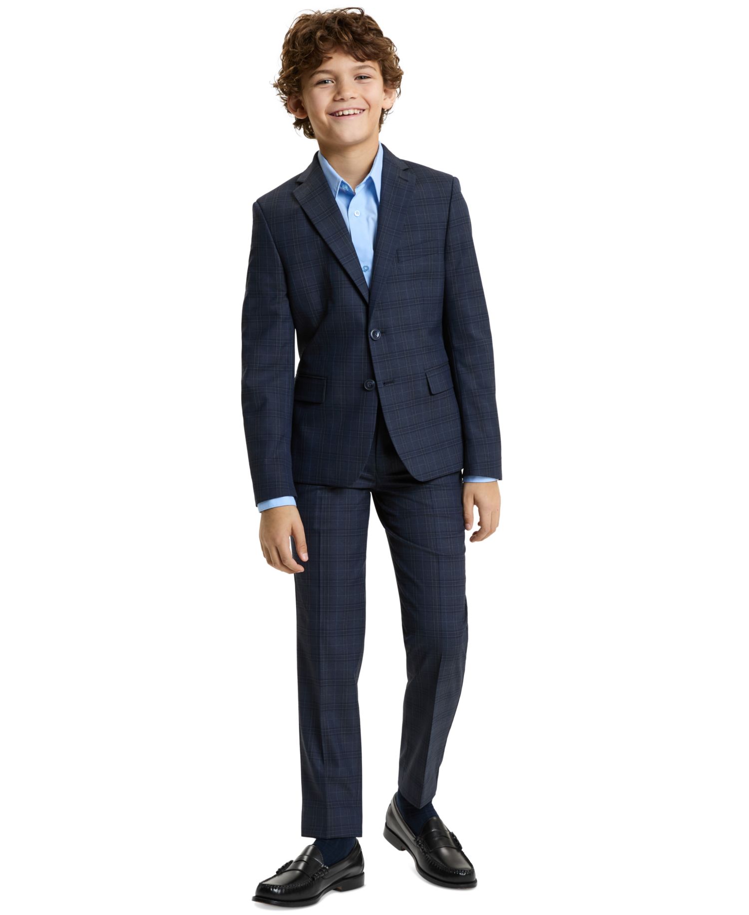 Boys' 8-20 Long-Sleeve Top and Plain Pleat Bottom Suit