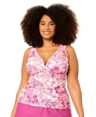 Plus Size Tanzania Adjustable-Strap Swim Tankini Top