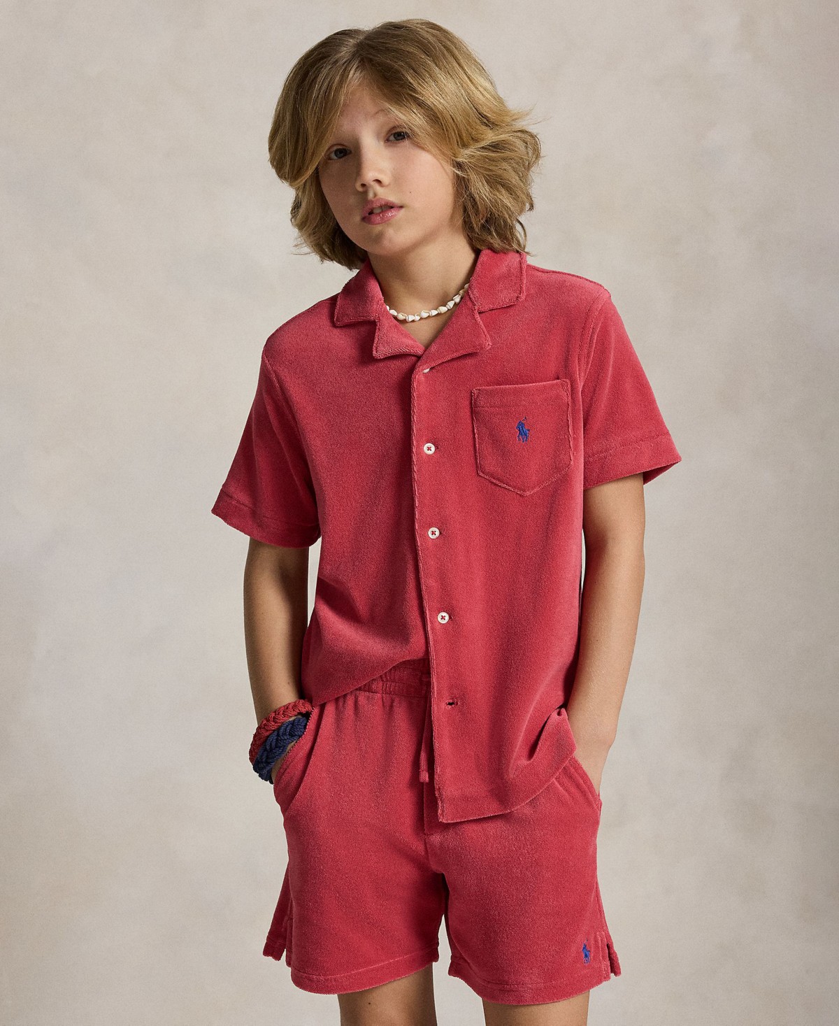 Polo Ralph Lauren Boys' 8-20 Short-Sleeve Terry Camp Shirt — фото 1
