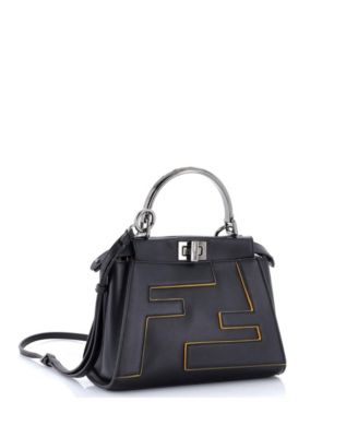 Mini FF Logo Peekaboo Bag Leather with Applique