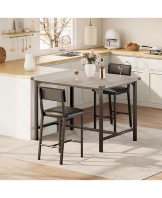 3-Piece Counter Height Dining Table Set with 2 Upholstered Bar Stools