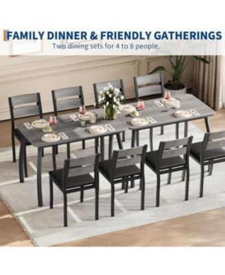 5-Piece Modern Wooden Dining Table Set with 4 Upholstered Chairs